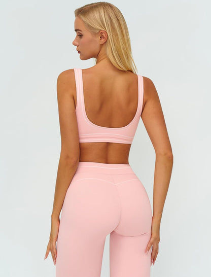 Women 2 Piece Workout U Back Color Block Sports Bra High Waist Tummy Control Active Leggings Yoga Pilates Outfits