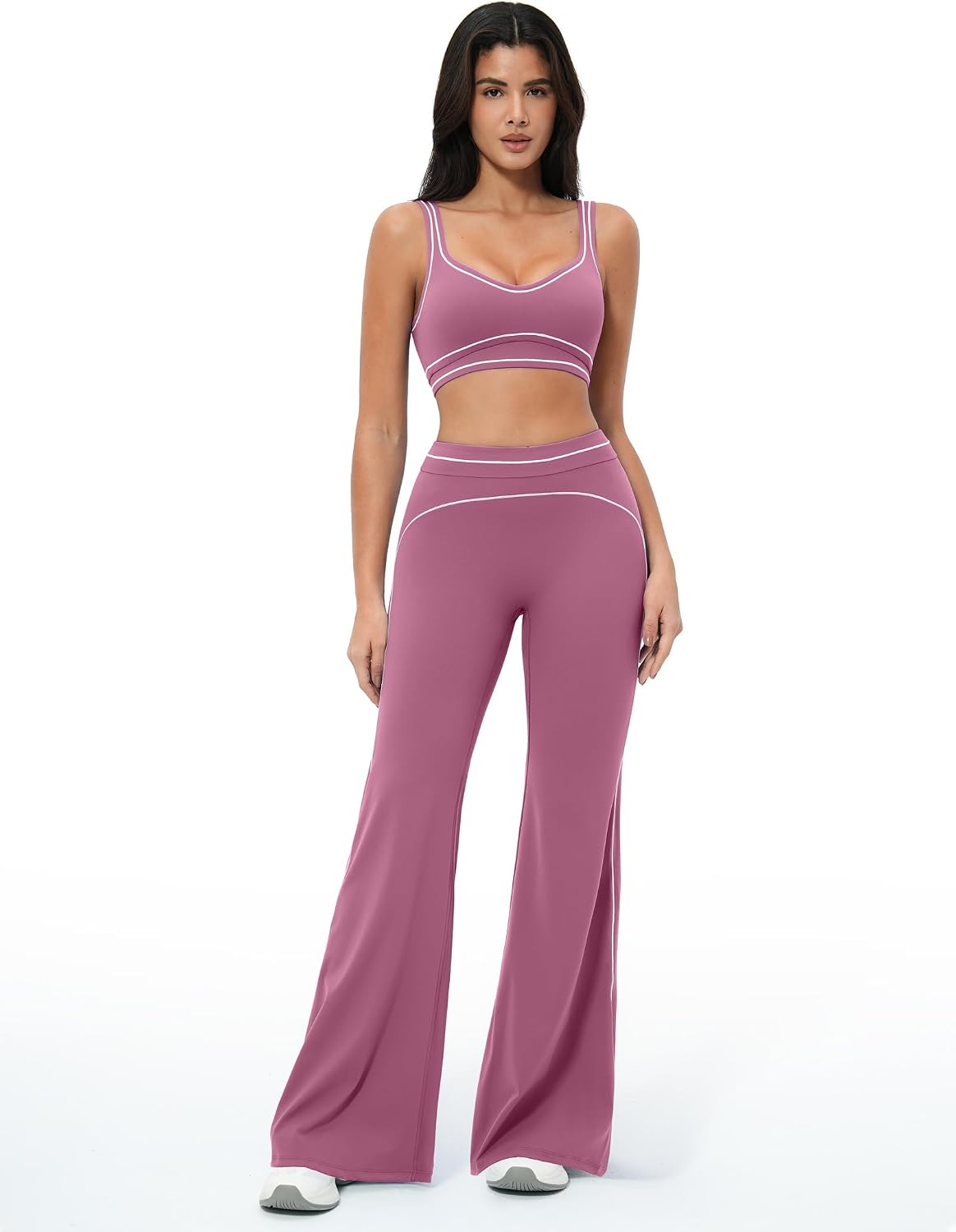 Women 2 Piece Workout U Back Color Block Sports Bra High Waist Tummy Control Active Leggings Yoga Pilates Outfits