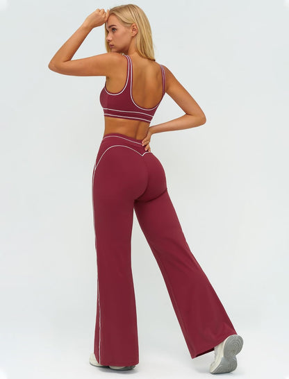Women 2 Piece Workout U Back Color Block Sports Bra High Waist Tummy Control Active Leggings Yoga Pilates Outfits