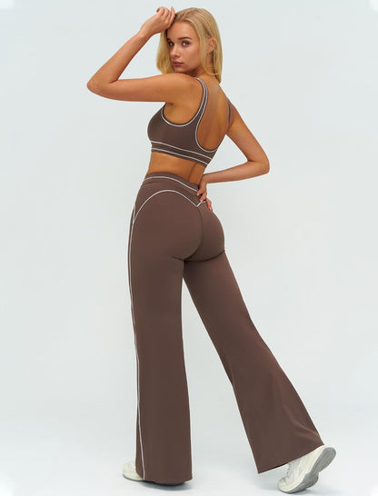 Women 2 Piece Workout U Back Color Block Sports Bra High Waist Tummy Control Active Leggings Yoga Pilates Outfits