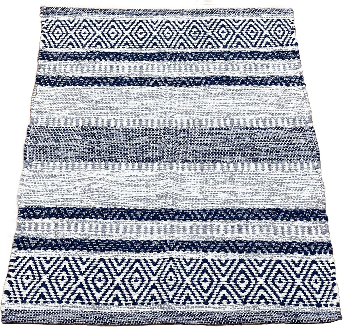 Farmhouse Rug 24''x36'' Black-White | Recycled Cotton Hand Woven Rug, Long Boho Rug | Perfect for Hallways, Kitchens, Bathroom, bedrooms, Meditation Yoga Mat | Machine Wash