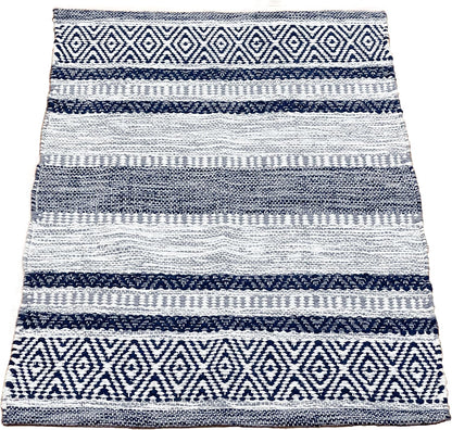 Farmhouse Rug 24''x36'' Black-White | Recycled Cotton Hand Woven Rug, Long Boho Rug | Perfect for Hallways, Kitchens, Bathroom, bedrooms, Meditation Yoga Mat | Machine Wash