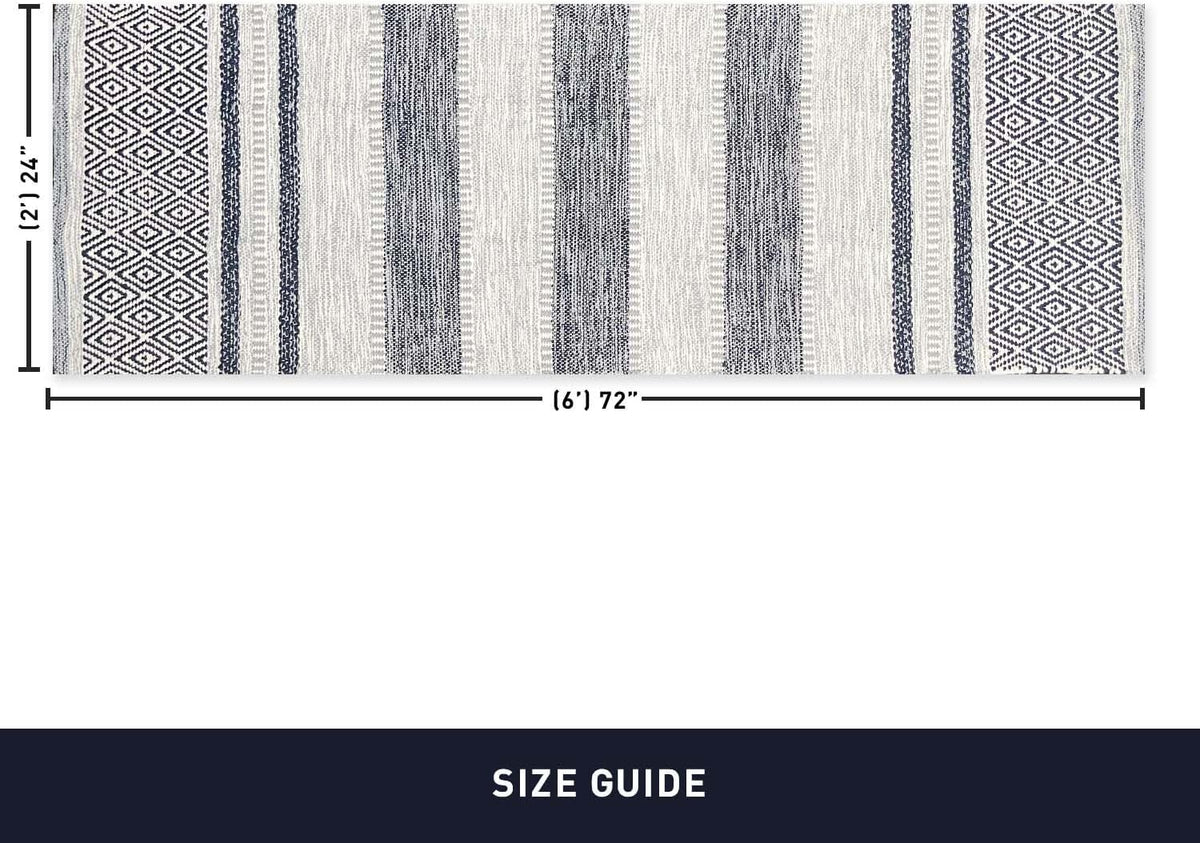 Farmhouse Rug 24''x36'' Black-White | Recycled Cotton Hand Woven Rug, Long Boho Rug | Perfect for Hallways, Kitchens, Bathroom, bedrooms, Meditation Yoga Mat | Machine Wash