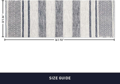 Farmhouse Rug 24''x36'' Black-White | Recycled Cotton Hand Woven Rug, Long Boho Rug | Perfect for Hallways, Kitchens, Bathroom, bedrooms, Meditation Yoga Mat | Machine Wash