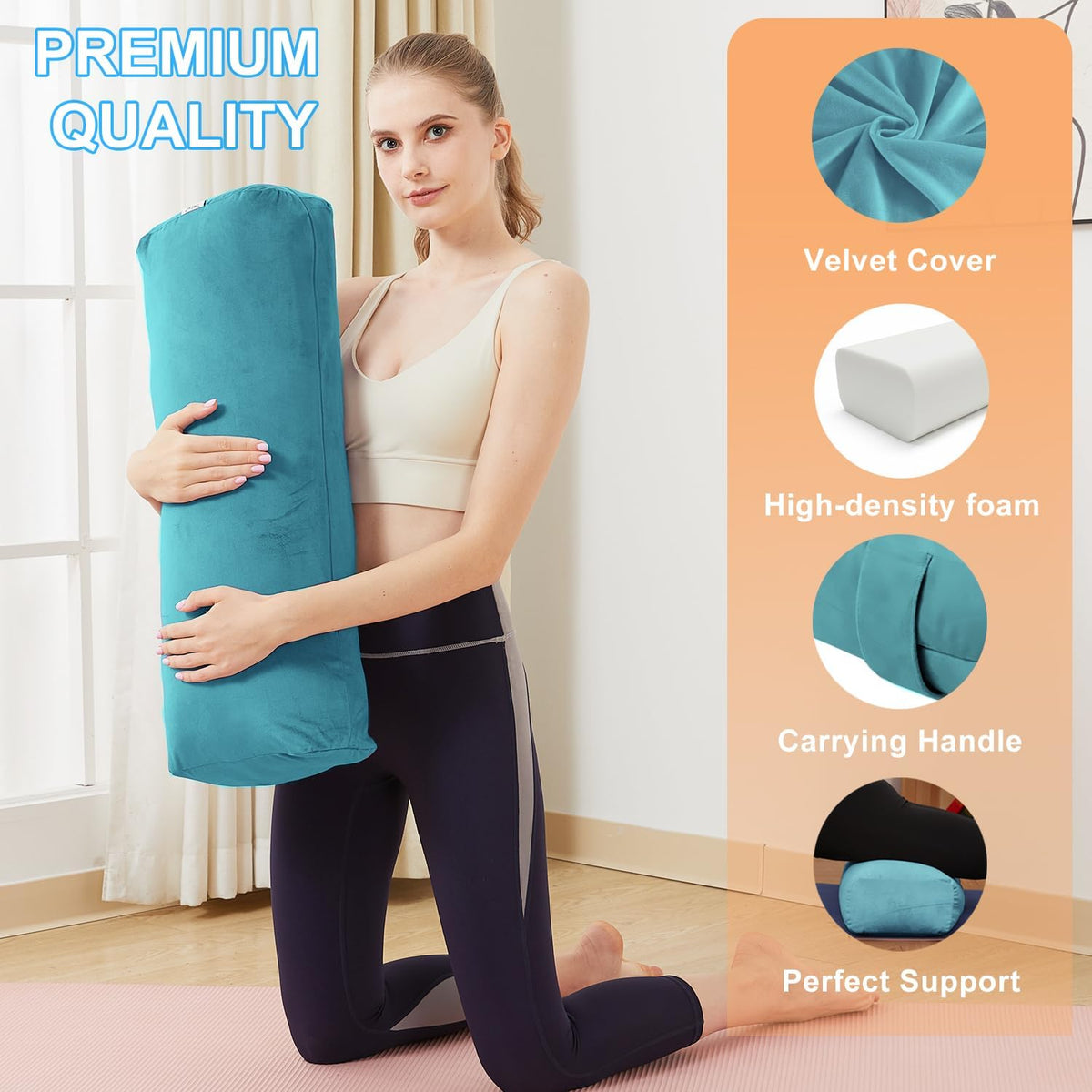 Rectangular Yoga Bolster Pillow for Restorative Yoga