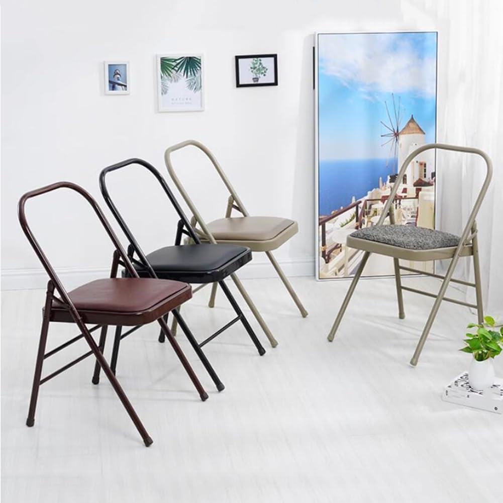 Yoga Auxiliary Chair Relieve Back Pain Chair Portable Folding Yoga Chair with Non-Slip Feet Covers Balance Handstand Flexibility Training Tool