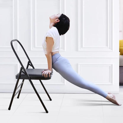 Yoga Auxiliary Chair Relieve Back Pain Chair Portable Folding Yoga Chair with Non-Slip Feet Covers Balance Handstand Flexibility Training Tool