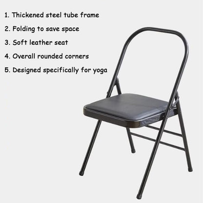 Yoga Auxiliary Chair Relieve Back Pain Chair Portable Folding Yoga Chair with Non-Slip Feet Covers Balance Handstand Flexibility Training Tool