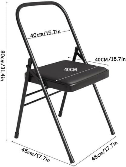 Yoga Auxiliary Chair Relieve Back Pain Chair Portable Folding Yoga Chair with Non-Slip Feet Covers Balance Handstand Flexibility Training Tool