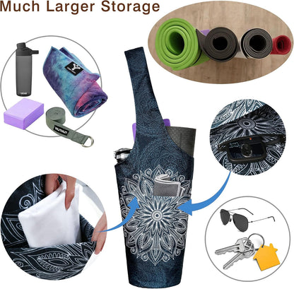 Yoga Mat Bag - Long Tote with Pockets - Holds More Yoga Accessories - Yoga Bag Fit Most Size Mats - Yoga Mat Carrier