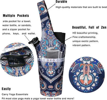 Yoga Mat Bag - Long Tote with Pockets - Holds More Yoga Accessories - Yoga Bag Fit Most Size Mats - Yoga Mat Carrier