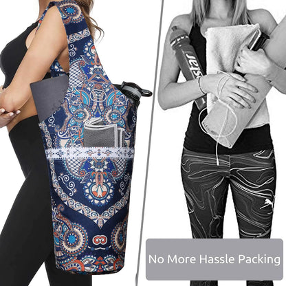 Yoga Mat Bag - Long Tote with Pockets - Holds More Yoga Accessories - Yoga Bag Fit Most Size Mats - Yoga Mat Carrier