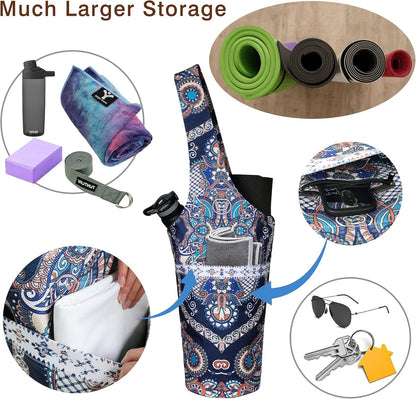 Yoga Mat Bag - Long Tote with Pockets - Holds More Yoga Accessories - Yoga Bag Fit Most Size Mats - Yoga Mat Carrier