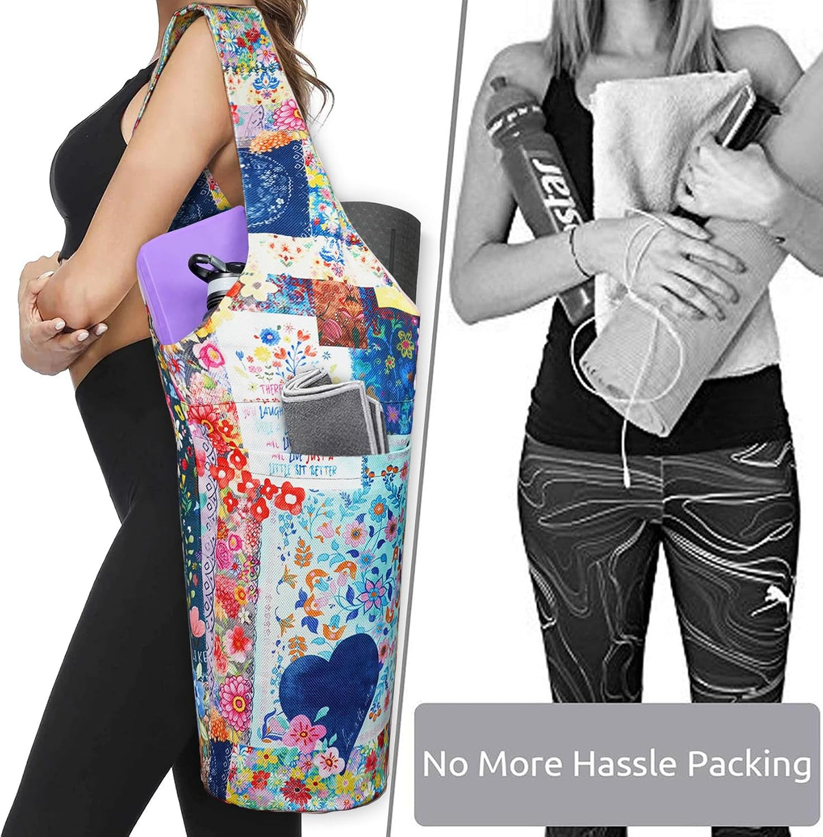 Yoga Mat Bag - Long Tote with Pockets - Holds More Yoga Accessories - Yoga Bag Fit Most Size Mats - Yoga Mat Carrier