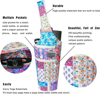 Yoga Mat Bag - Long Tote with Pockets - Holds More Yoga Accessories - Yoga Bag Fit Most Size Mats - Yoga Mat Carrier