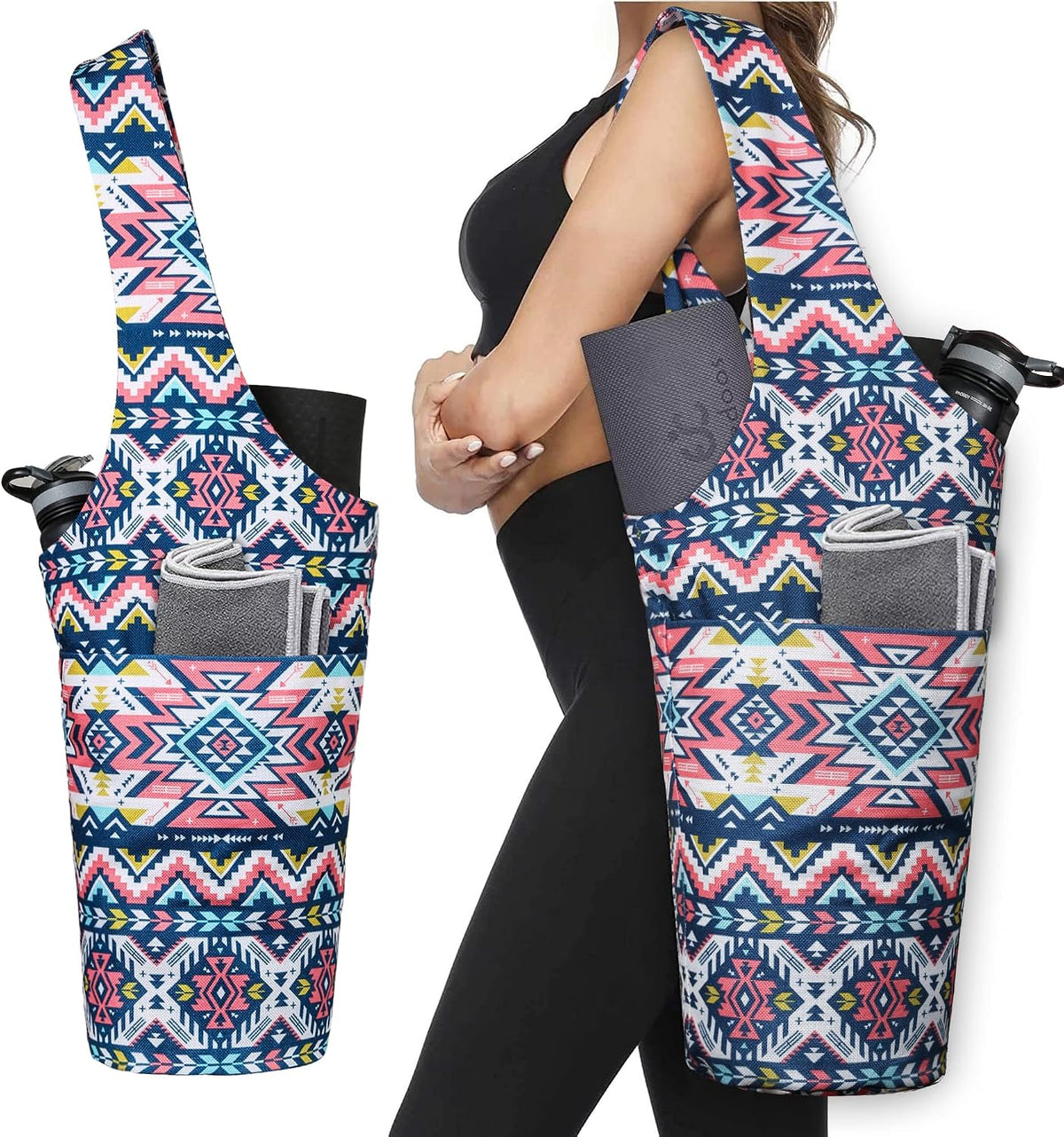 Yoga Mat Bag - Long Tote with Pockets - Holds More Yoga Accessories - Yoga Bag Fit Most Size Mats - Yoga Mat Carrier