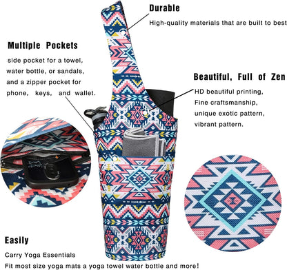 Yoga Mat Bag - Long Tote with Pockets - Holds More Yoga Accessories - Yoga Bag Fit Most Size Mats - Yoga Mat Carrier
