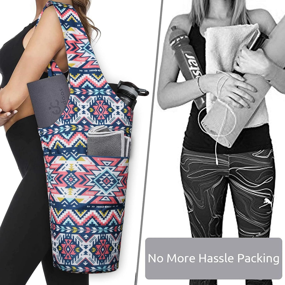 Yoga Mat Bag - Long Tote with Pockets - Holds More Yoga Accessories - Yoga Bag Fit Most Size Mats - Yoga Mat Carrier