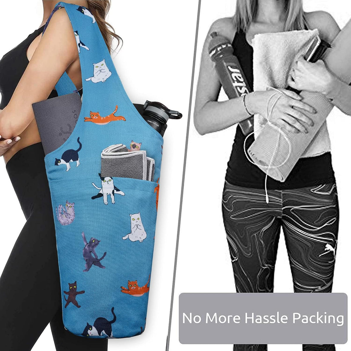 Yoga Mat Bag - Long Tote with Pockets - Holds More Yoga Accessories - Yoga Bag Fit Most Size Mats - Yoga Mat Carrier