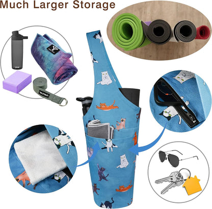 Yoga Mat Bag - Long Tote with Pockets - Holds More Yoga Accessories - Yoga Bag Fit Most Size Mats - Yoga Mat Carrier
