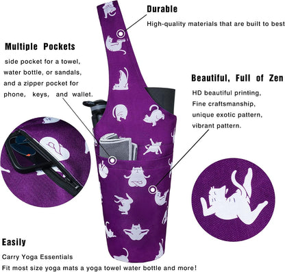 Yoga Mat Bag - Long Tote with Pockets - Holds More Yoga Accessories - Yoga Bag Fit Most Size Mats - Yoga Mat Carrier