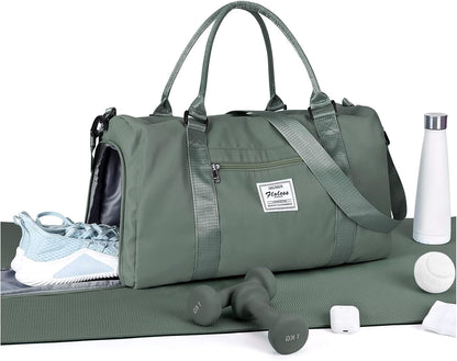 Gym Bag Womens Mens with Shoes Compartment and Wet Pocket Travel Duffel Bag for Women for Plane Sport Gym Tote Bags Swimming Yoga Waterproof Weekend Overnight Carry on Bag Hospital Holdalls
