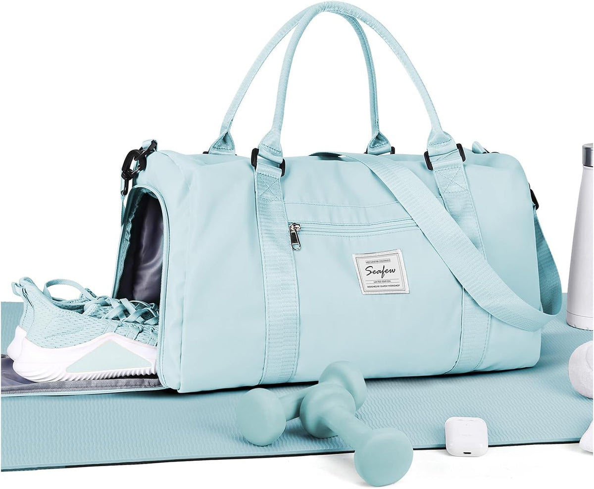 Gym Bag Womens Mens with Shoes Compartment and Wet Pocket Travel Duffel Bag for Women for Plane Sport Gym Tote Bags Swimming Yoga Waterproof Weekend Overnight Carry on Bag Hospital Holdalls