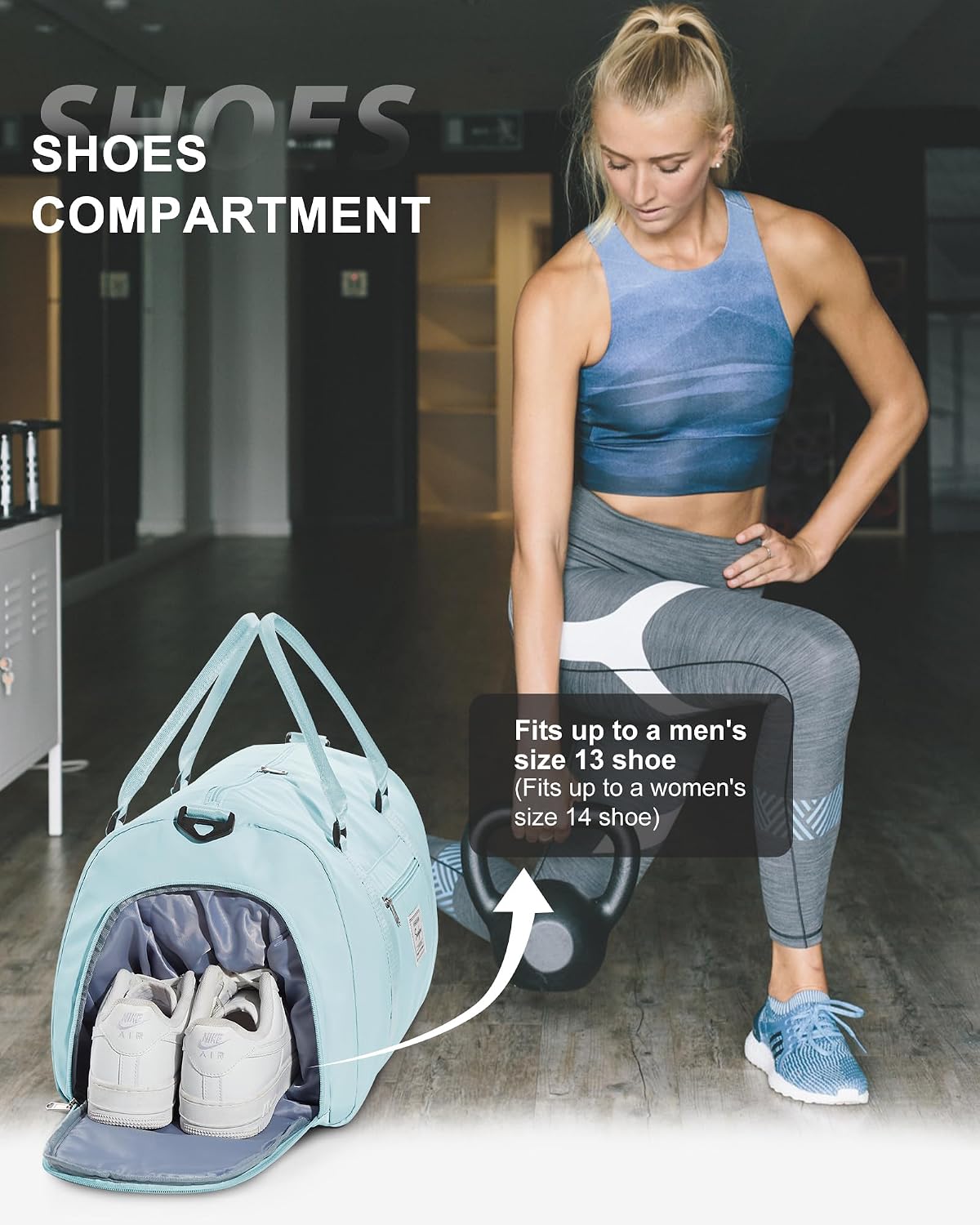 Gym Bag Womens Mens with Shoes Compartment and Wet Pocket Travel Duffel Bag for Women for Plane Sport Gym Tote Bags Swimming Yoga Waterproof Weekend Overnight Carry on Bag Hospital Holdalls