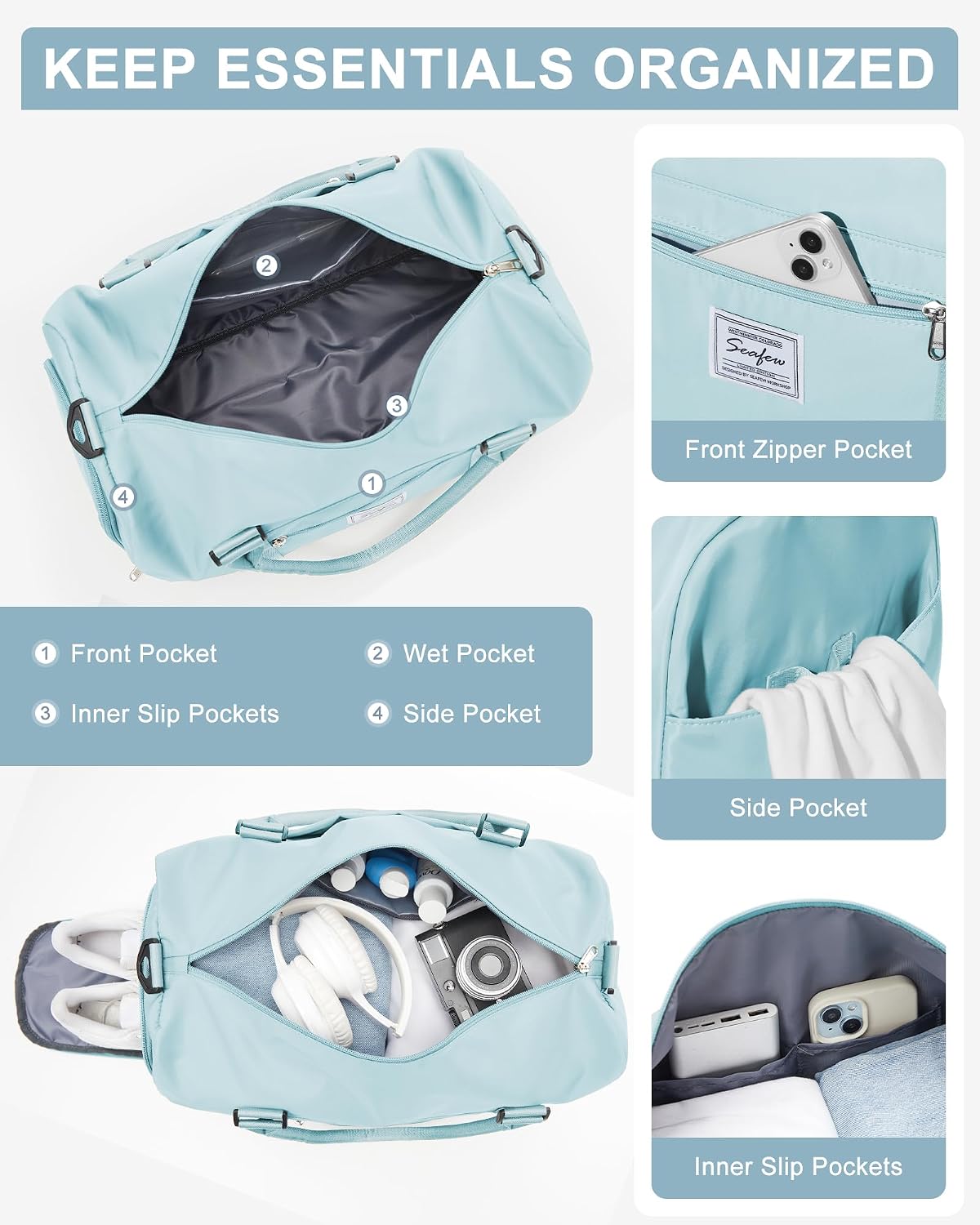 Gym Bag Womens Mens with Shoes Compartment and Wet Pocket Travel Duffel Bag for Women for Plane Sport Gym Tote Bags Swimming Yoga Waterproof Weekend Overnight Carry on Bag Hospital Holdalls