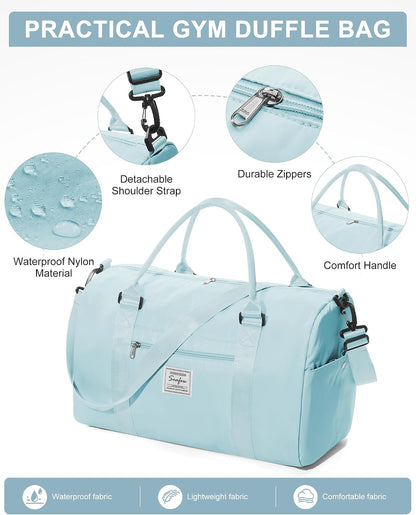 Gym Bag Womens Mens with Shoes Compartment and Wet Pocket Travel Duffel Bag for Women for Plane Sport Gym Tote Bags Swimming Yoga Waterproof Weekend Overnight Carry on Bag Hospital Holdalls