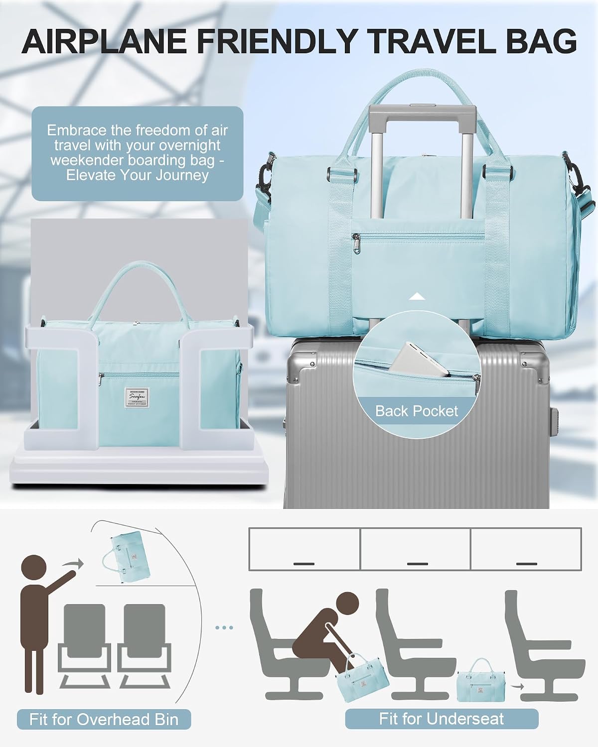 Gym Bag Womens Mens with Shoes Compartment and Wet Pocket Travel Duffel Bag for Women for Plane Sport Gym Tote Bags Swimming Yoga Waterproof Weekend Overnight Carry on Bag Hospital Holdalls
