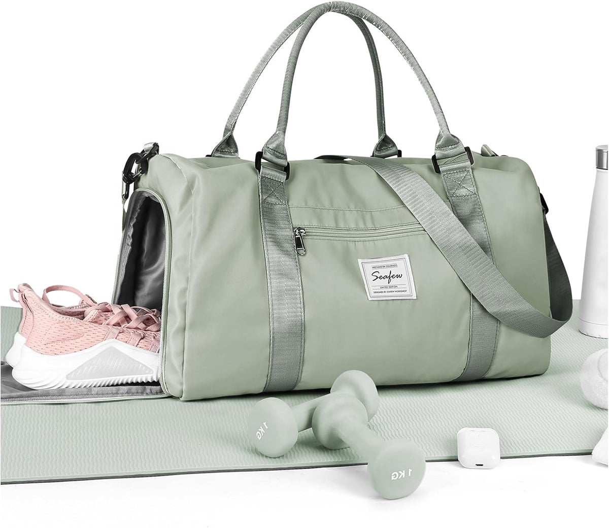Gym Bag Womens Mens with Shoes Compartment and Wet Pocket Travel Duffel Bag for Women for Plane Sport Gym Tote Bags Swimming Yoga Waterproof Weekend Overnight Carry on Bag Hospital Holdalls
