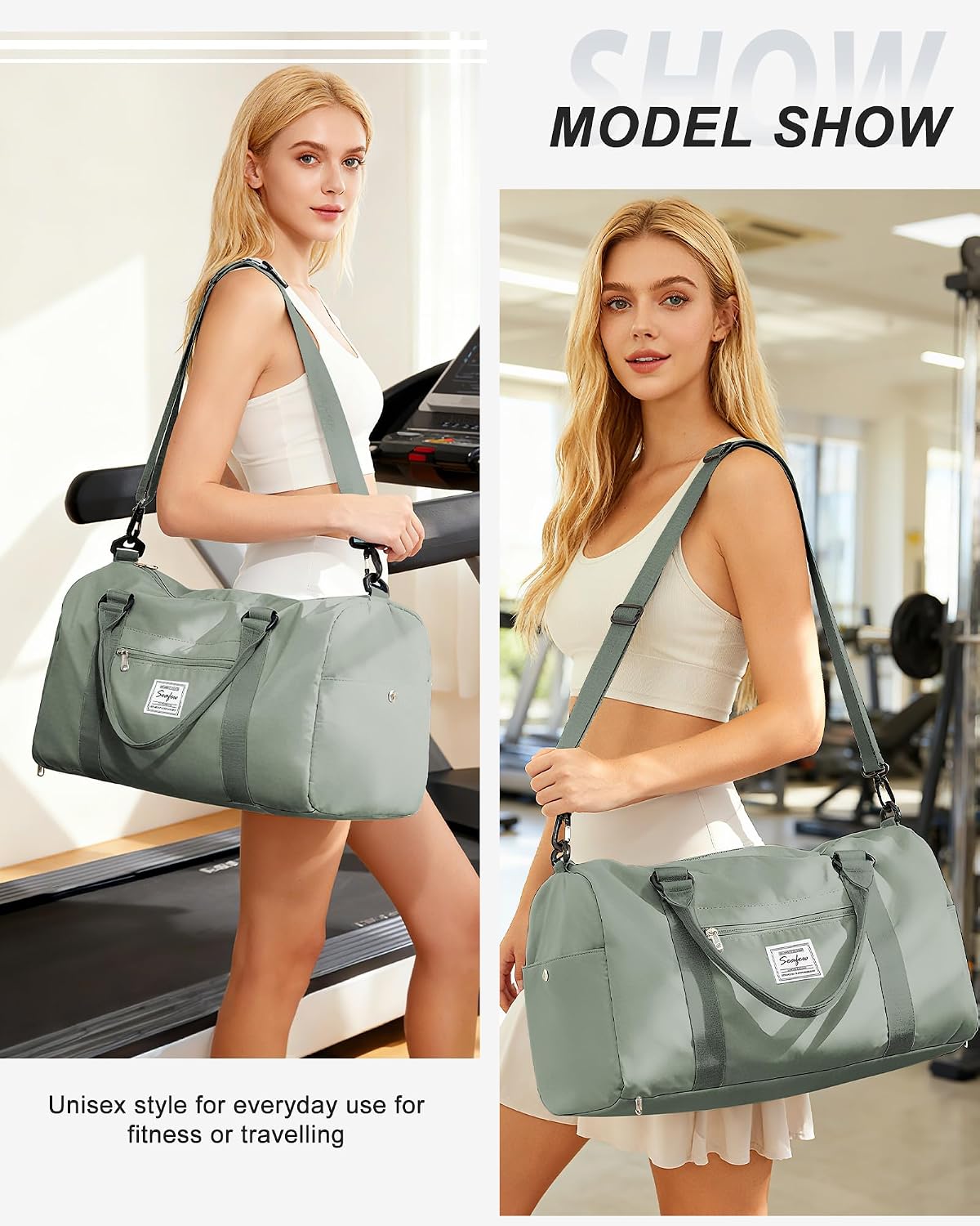 Gym Bag Womens Mens with Shoes Compartment and Wet Pocket Travel Duffel Bag for Women for Plane Sport Gym Tote Bags Swimming Yoga Waterproof Weekend Overnight Carry on Bag Hospital Holdalls