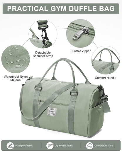 Gym Bag Womens Mens with Shoes Compartment and Wet Pocket Travel Duffel Bag for Women for Plane Sport Gym Tote Bags Swimming Yoga Waterproof Weekend Overnight Carry on Bag Hospital Holdalls