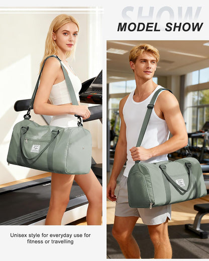 Gym Bag Womens Mens with Shoes Compartment and Wet Pocket Travel Duffel Bag for Women for Plane Sport Gym Tote Bags Swimming Yoga Waterproof Weekend Overnight Carry on Bag Hospital Holdalls