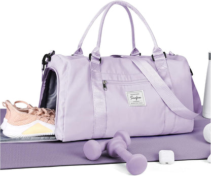 Gym Bag Womens Mens with Shoes Compartment and Wet Pocket Travel Duffel Bag for Women for Plane Sport Gym Tote Bags Swimming Yoga Waterproof Weekend Overnight Carry on Bag Hospital Holdalls