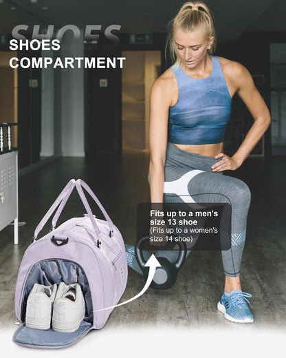 Gym Bag Womens Mens with Shoes Compartment and Wet Pocket Travel Duffel Bag for Women for Plane Sport Gym Tote Bags Swimming Yoga Waterproof Weekend Overnight Carry on Bag Hospital Holdalls