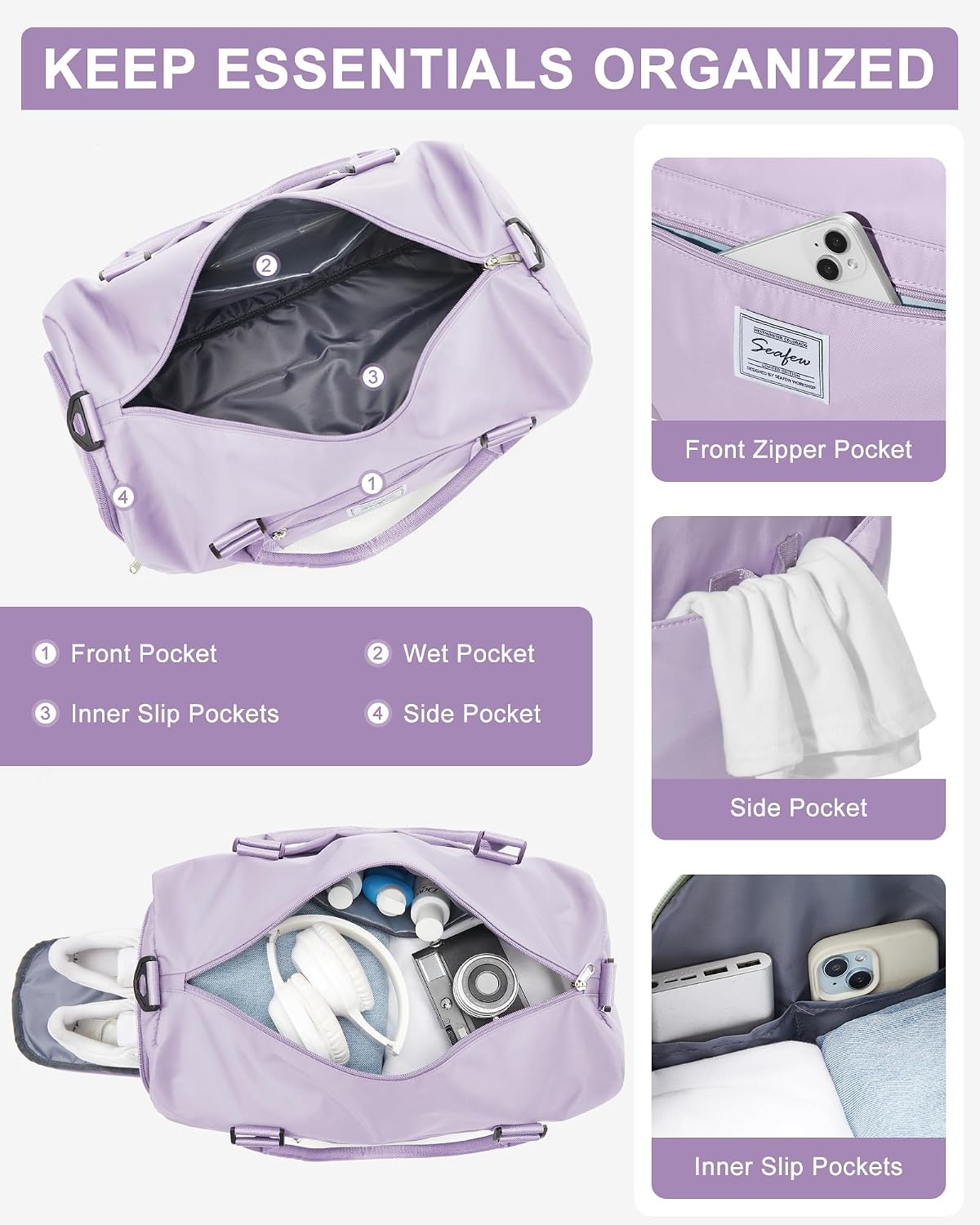 Gym Bag Womens Mens with Shoes Compartment and Wet Pocket Travel Duffel Bag for Women for Plane Sport Gym Tote Bags Swimming Yoga Waterproof Weekend Overnight Carry on Bag Hospital Holdalls
