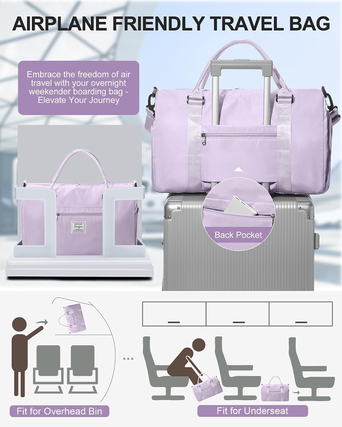 Gym Bag Womens Mens with Shoes Compartment and Wet Pocket Travel Duffel Bag for Women for Plane Sport Gym Tote Bags Swimming Yoga Waterproof Weekend Overnight Carry on Bag Hospital Holdalls