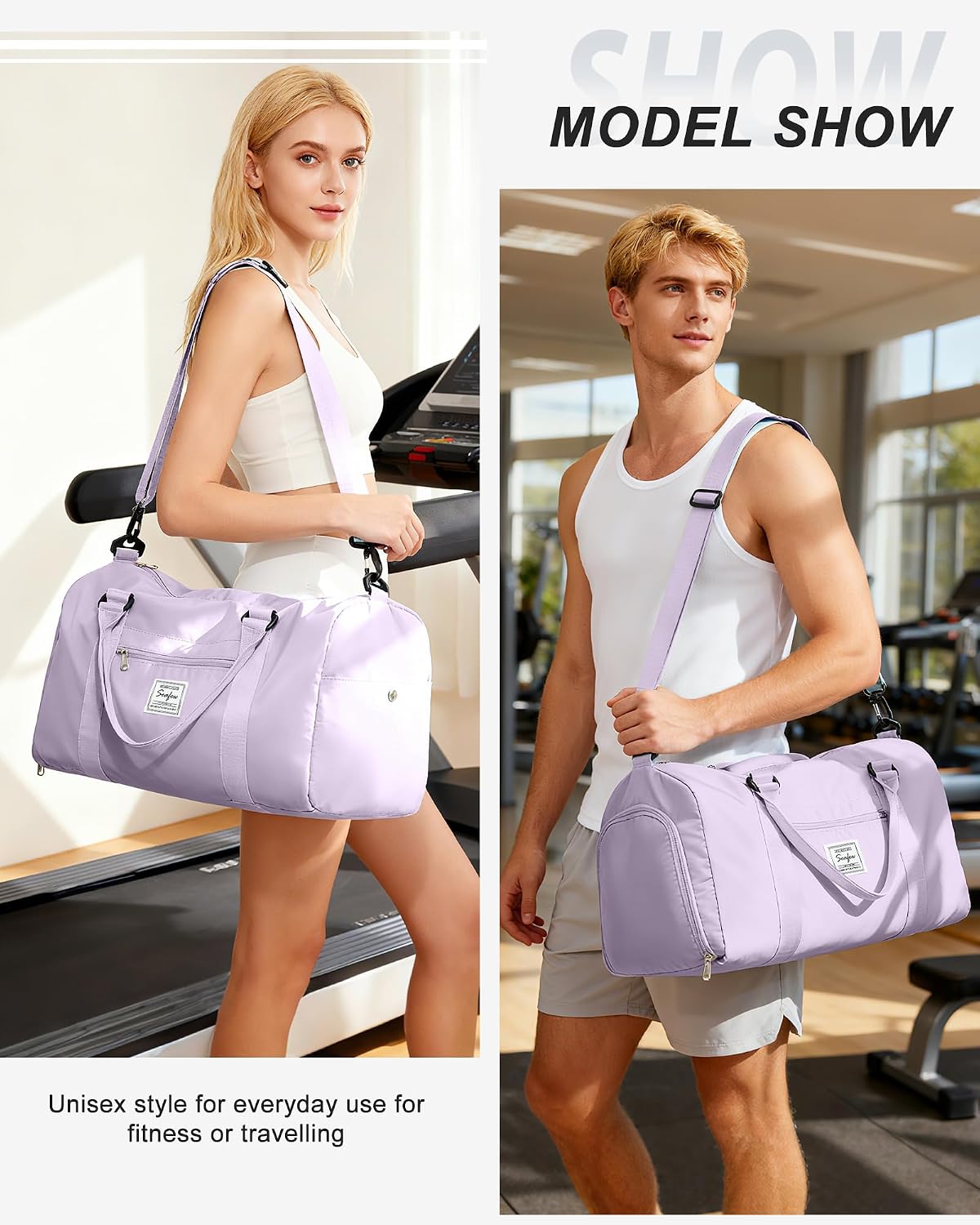 Gym Bag Womens Mens with Shoes Compartment and Wet Pocket Travel Duffel Bag for Women for Plane Sport Gym Tote Bags Swimming Yoga Waterproof Weekend Overnight Carry on Bag Hospital Holdalls