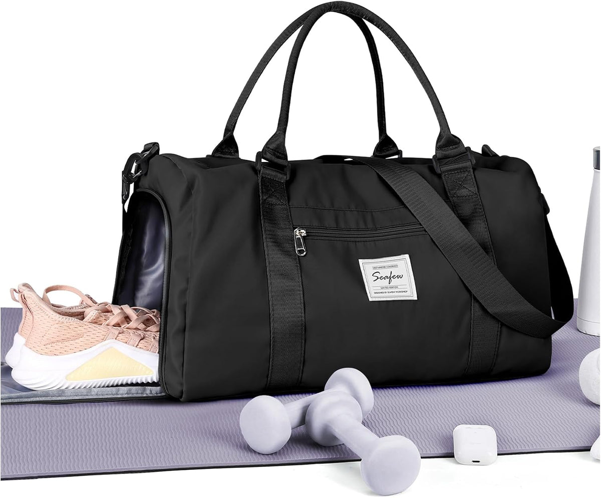 Gym Bag Womens Mens with Shoes Compartment and Wet Pocket Travel Duffel Bag for Women for Plane Sport Gym Tote Bags Swimming Yoga Waterproof Weekend Overnight Carry on Bag Hospital Holdalls