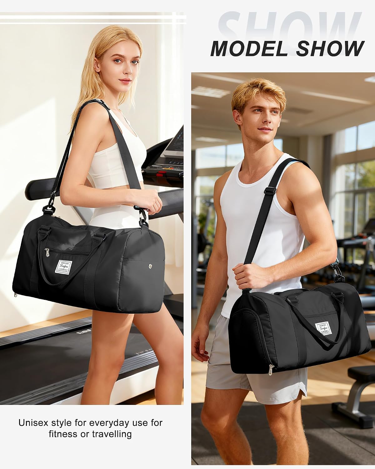 Gym Bag Womens Mens with Shoes Compartment and Wet Pocket Travel Duffel Bag for Women for Plane Sport Gym Tote Bags Swimming Yoga Waterproof Weekend Overnight Carry on Bag Hospital Holdalls