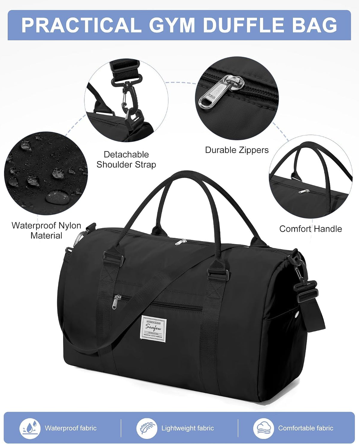 Gym Bag Womens Mens with Shoes Compartment and Wet Pocket Travel Duffel Bag for Women for Plane Sport Gym Tote Bags Swimming Yoga Waterproof Weekend Overnight Carry on Bag Hospital Holdalls