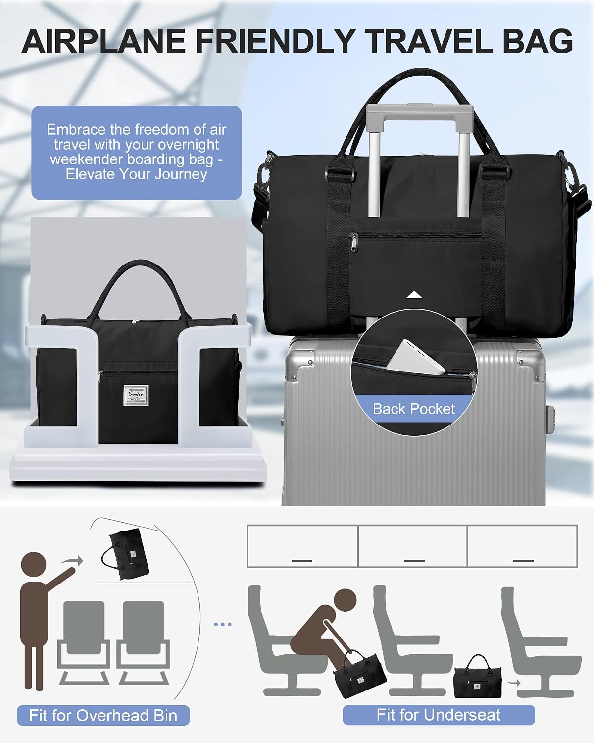 Gym Bag Womens Mens with Shoes Compartment and Wet Pocket Travel Duffel Bag for Women for Plane Sport Gym Tote Bags Swimming Yoga Waterproof Weekend Overnight Carry on Bag Hospital Holdalls