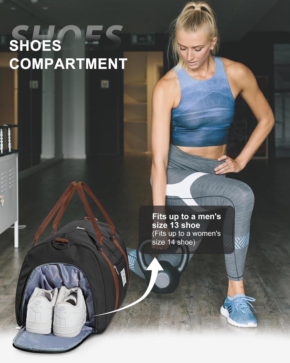 Gym Bag Womens Mens with Shoes Compartment and Wet Pocket Travel Duffel Bag for Women for Plane Sport Gym Tote Bags Swimming Yoga Waterproof Weekend Overnight Carry on Bag Hospital Holdalls