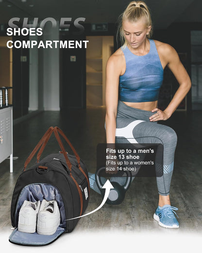 Gym Bag Womens Mens with Shoes Compartment and Wet Pocket Travel Duffel Bag for Women for Plane Sport Gym Tote Bags Swimming Yoga Waterproof Weekend Overnight Carry on Bag Hospital Holdalls