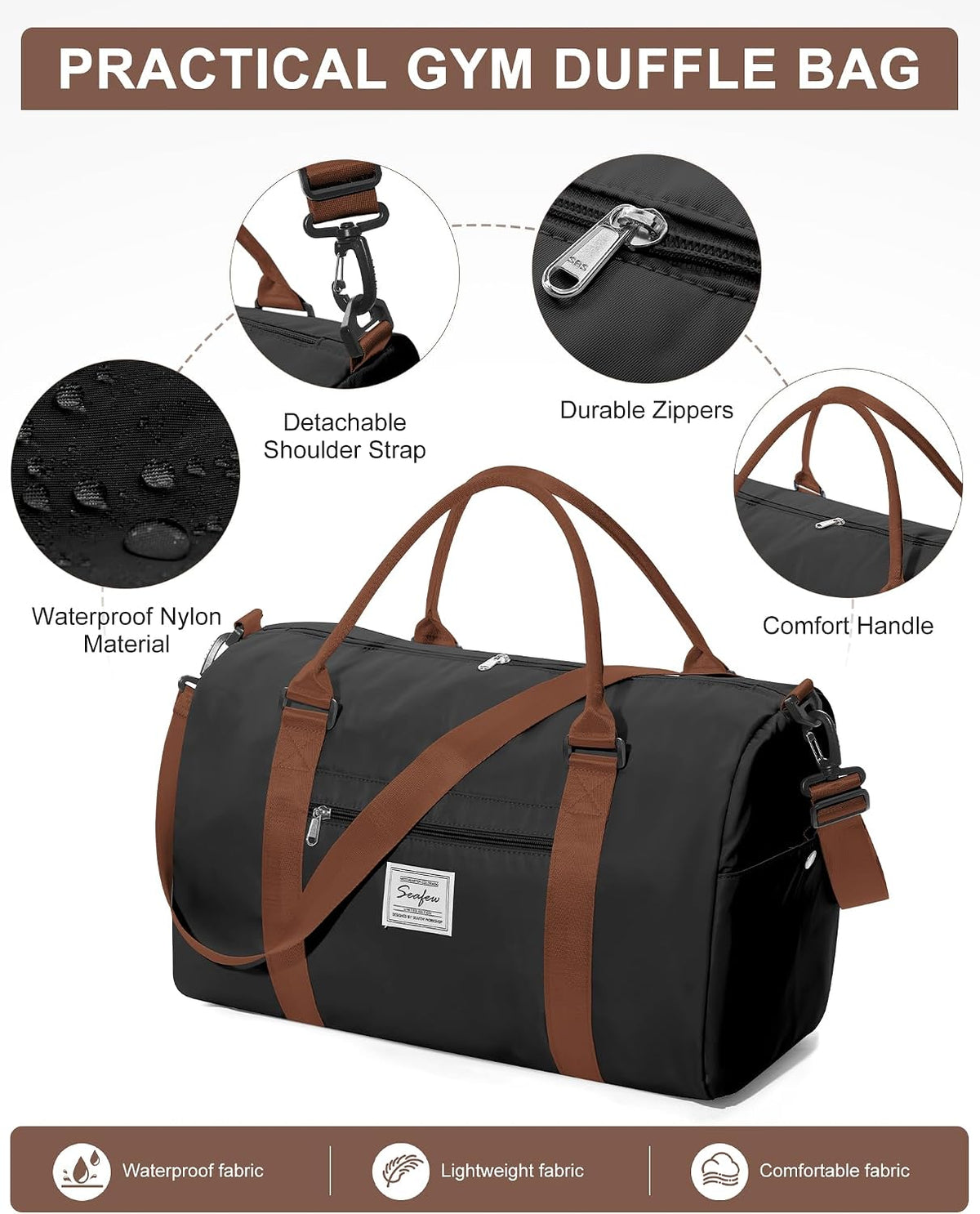 Gym Bag Womens Mens with Shoes Compartment and Wet Pocket Travel Duffel Bag for Women for Plane Sport Gym Tote Bags Swimming Yoga Waterproof Weekend Overnight Carry on Bag Hospital Holdalls