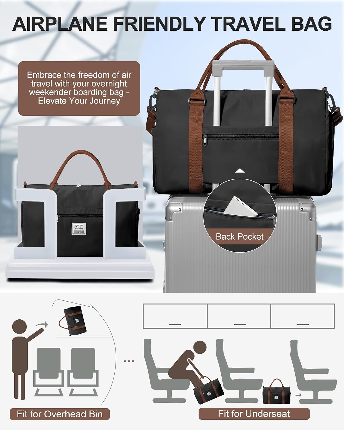 Gym Bag Womens Mens with Shoes Compartment and Wet Pocket Travel Duffel Bag for Women for Plane Sport Gym Tote Bags Swimming Yoga Waterproof Weekend Overnight Carry on Bag Hospital Holdalls