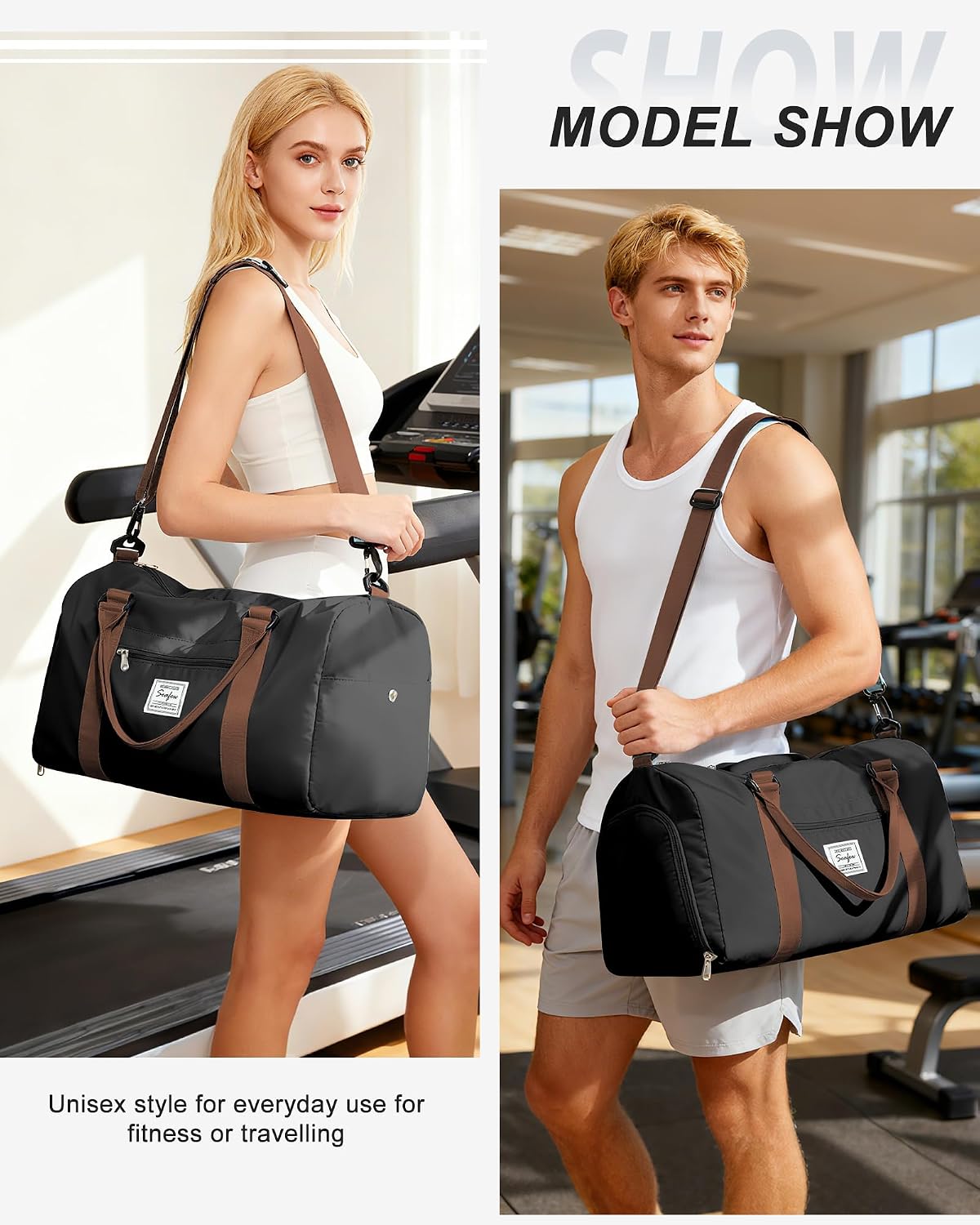 Gym Bag Womens Mens with Shoes Compartment and Wet Pocket Travel Duffel Bag for Women for Plane Sport Gym Tote Bags Swimming Yoga Waterproof Weekend Overnight Carry on Bag Hospital Holdalls