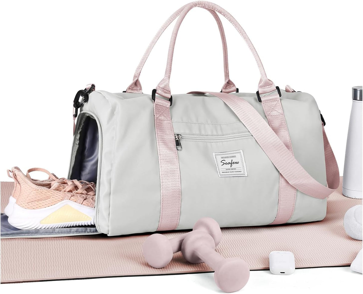 Gym Bag Womens Mens with Shoes Compartment and Wet Pocket Travel Duffel Bag for Women for Plane Sport Gym Tote Bags Swimming Yoga Waterproof Weekend Overnight Carry on Bag Hospital Holdalls